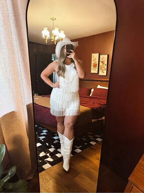 White Fringe Romper